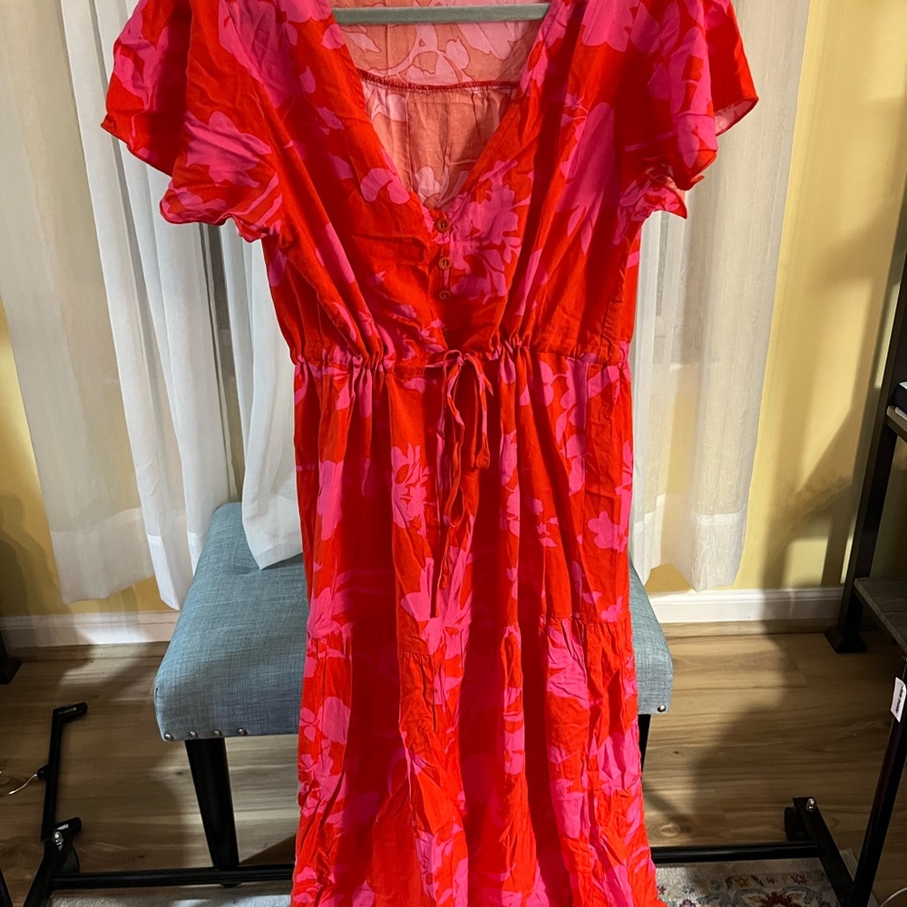 Floral Red and Pink Dress